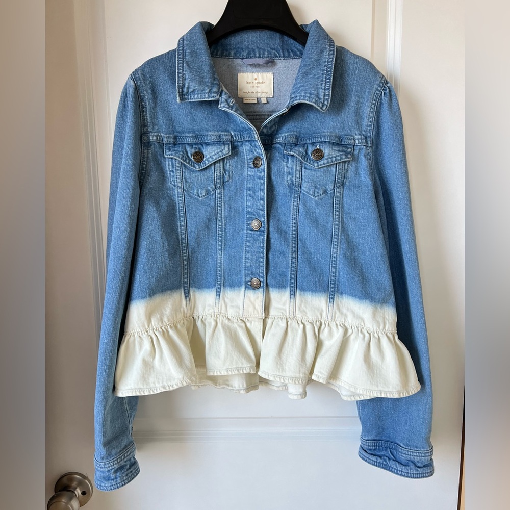 Kate Spade Dip Dye Denim jean jacket Ruffle